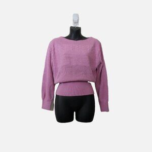 Club Monaco Size XS Lilac Pointelle Sweater Pullover Top Long Sleeve Spring